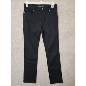 Lauren Ralph Lauren Premier Straight Jeans Womens 10 Black Stretch